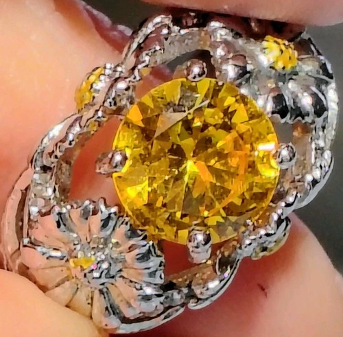 R661 floral yellow - stone, ring
